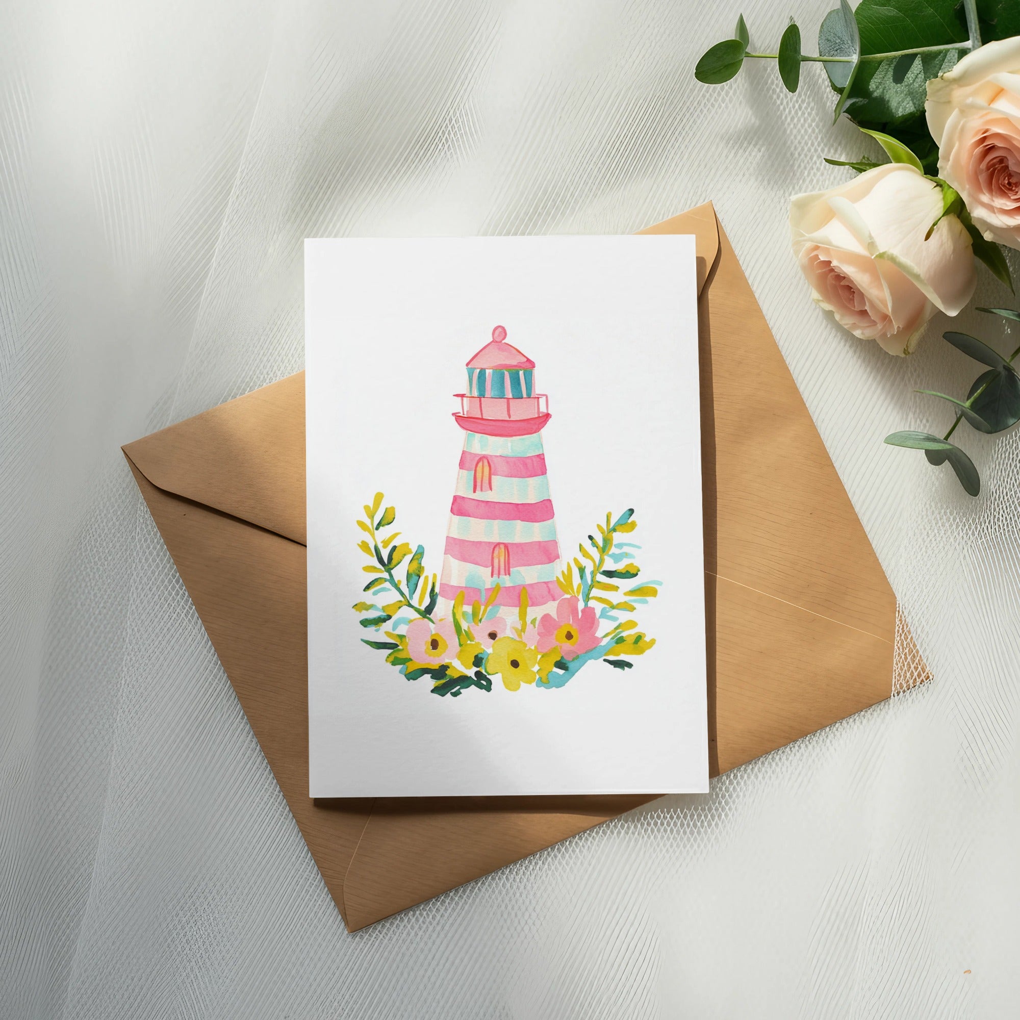 Lighthouse Clipart, Coastal Cowgirl Digital, Preppy Beach Illustration, Summer Sticker, Sublimation PNG, Cricut SVG, Girly Ocean Art