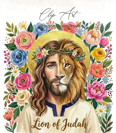 Lion of Judah T-Shirt Digital Design, Jesus Lion Face Shirt, Christian Floral Tee, Faith Gift PNG Sublimation File