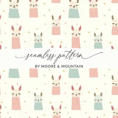 Llama Digital Seamless Pattern, Baby Animal Pattern, Cute Kids Fabric, Digital Download, Pastel Color Theme, JPEG Files