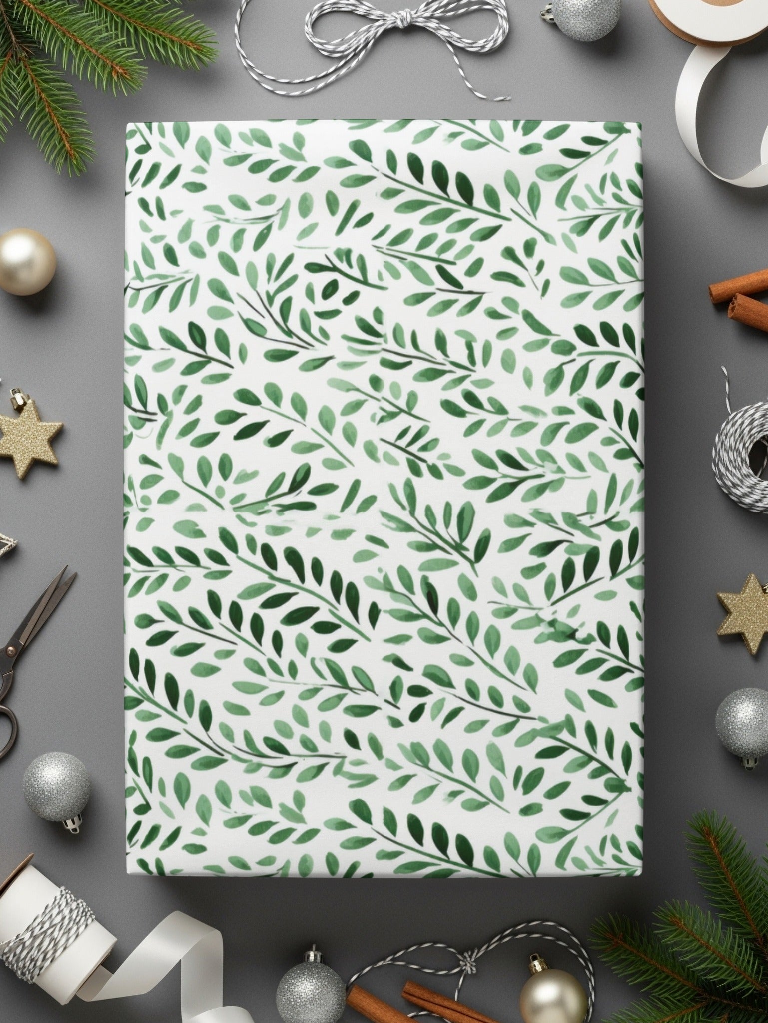 Lush Green Leaves Botanical Soft Sage Floral Repeat Pattern