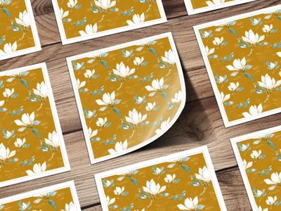 Magnolia Flower Seamless Pattern Arrangement Elegant Repeat Pattern Digital
