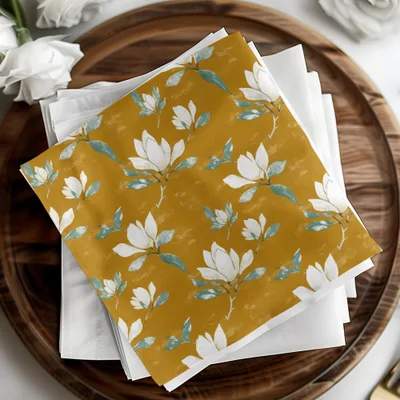 Magnolia Flower Seamless Pattern Arrangement Elegant Repeat Pattern Digital