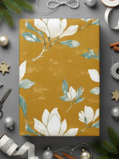 Magnolia Flower Seamless Pattern Arrangement Elegant Repeat Pattern Digital