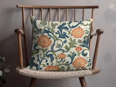 Marigold William Morris Seamless Orange Floral Pattern Dark Colors Digital