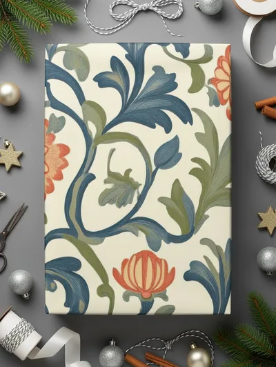 Marigold William Morris Seamless Orange Floral Pattern Dark Colors Digital