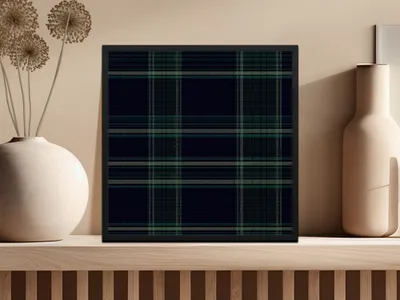 Masculine Plaid Pattern Black and Green Tartan Seamless Digital