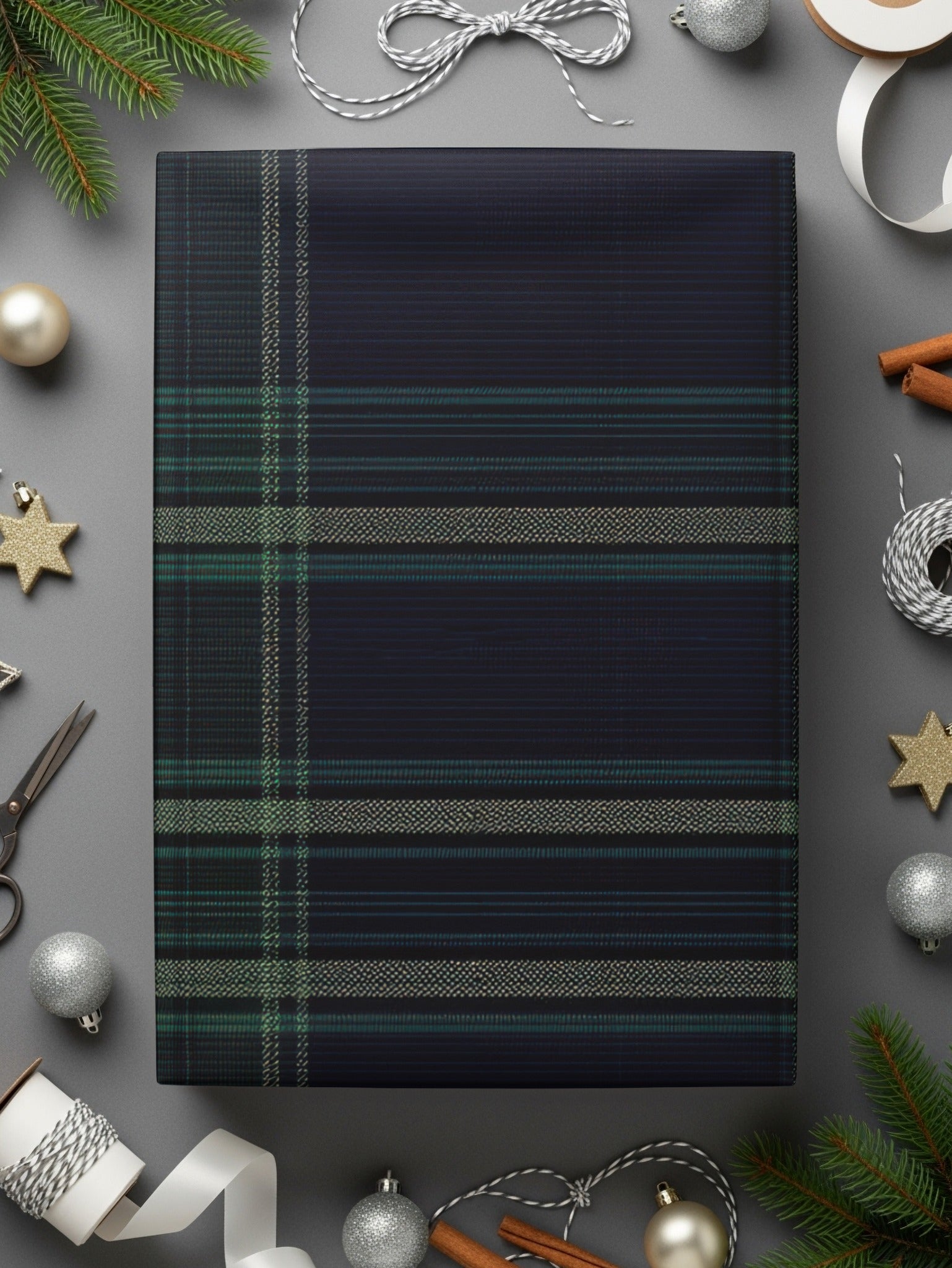 Masculine Plaid Pattern Black and Green Tartan Seamless Digital