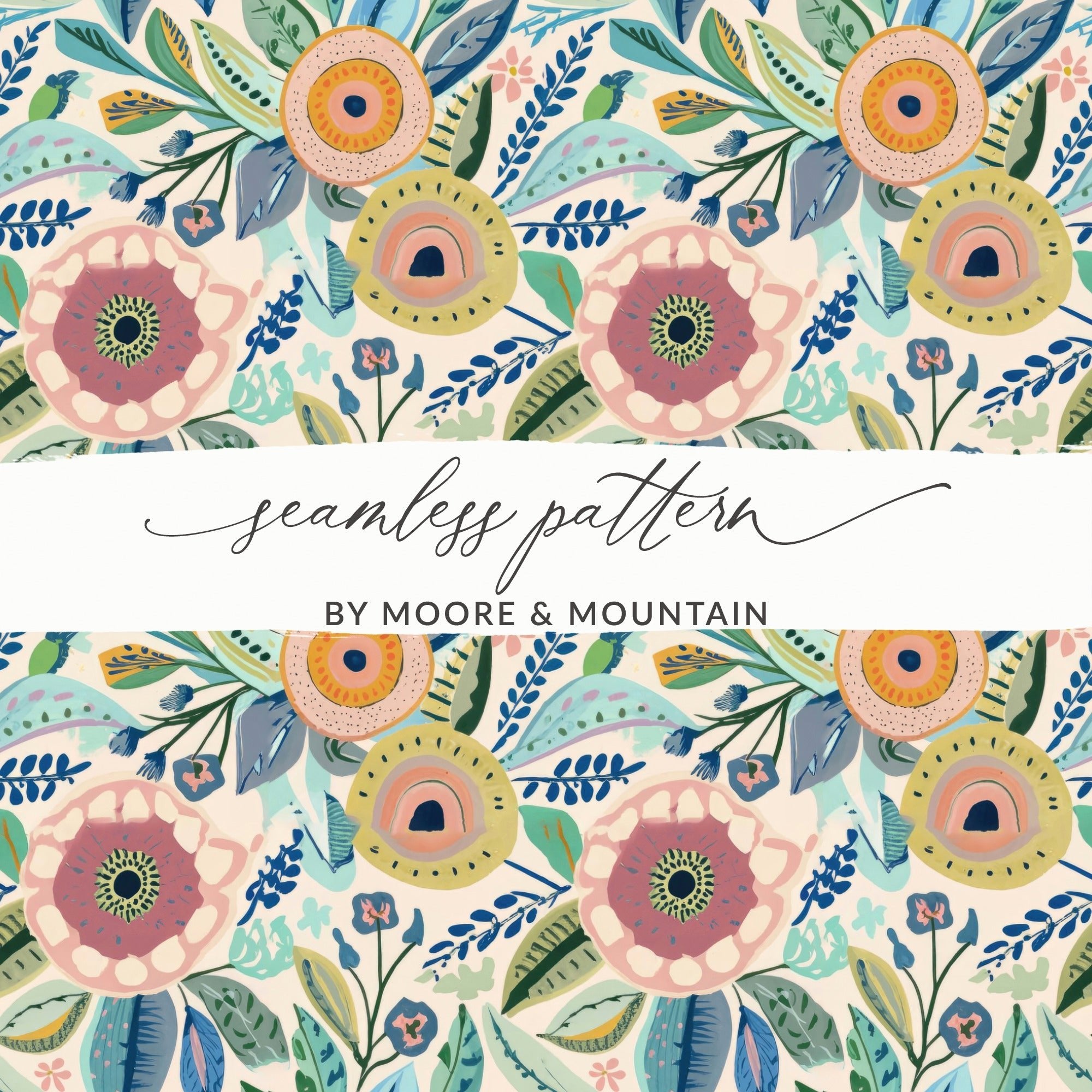 Mod Floral Delightful Blooms | Colorful Flower Digital Art