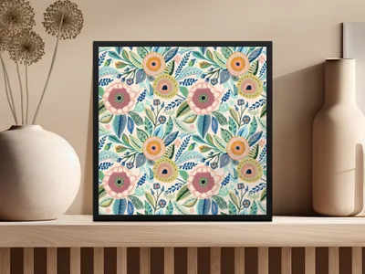Mod Floral Delightful Blooms | Colorful Flower Digital Art