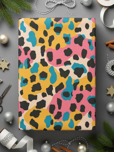 Modern Animal Print Background Multicolored Leopard Spots Digital