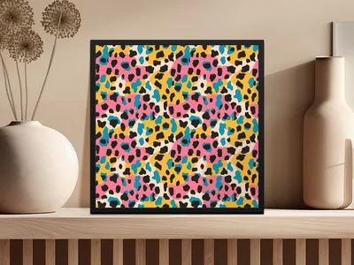 Modern Animal Print Background Multicolored Leopard Spots Digital