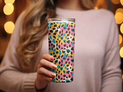 Modern Animal Print Background Multicolored Leopard Spots Digital
