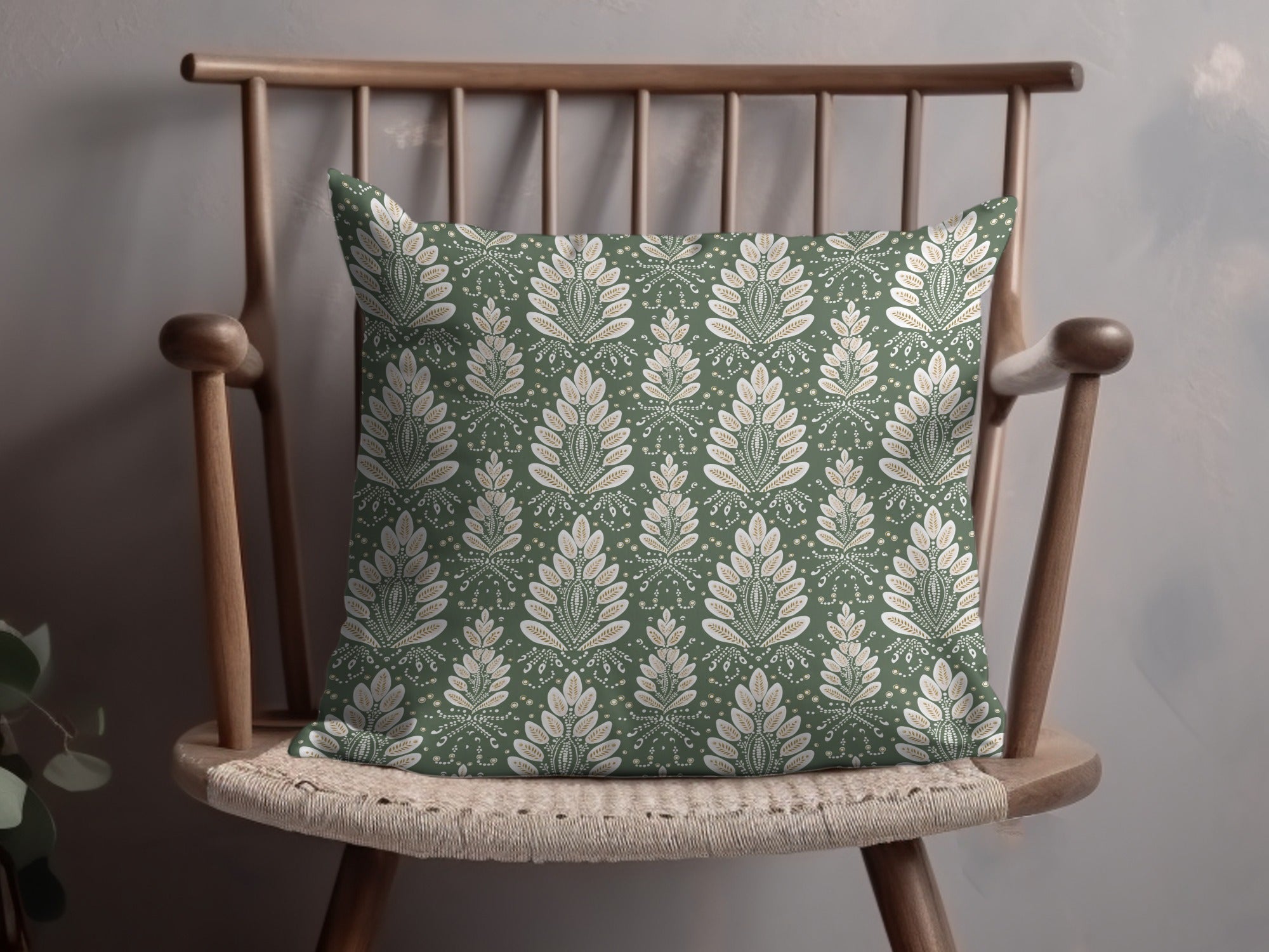 Modern Boho Seamless Green Background Digital Pattern Design