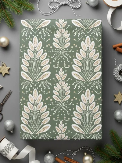 Modern Boho Seamless Green Background Digital Pattern Design