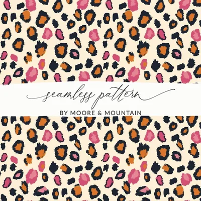 Modern Cheetah Print Digital Paper, Leopard Spots, Wild Animal Print, Blush Pink, Black, Seamless Animal Print, Leopard Digital