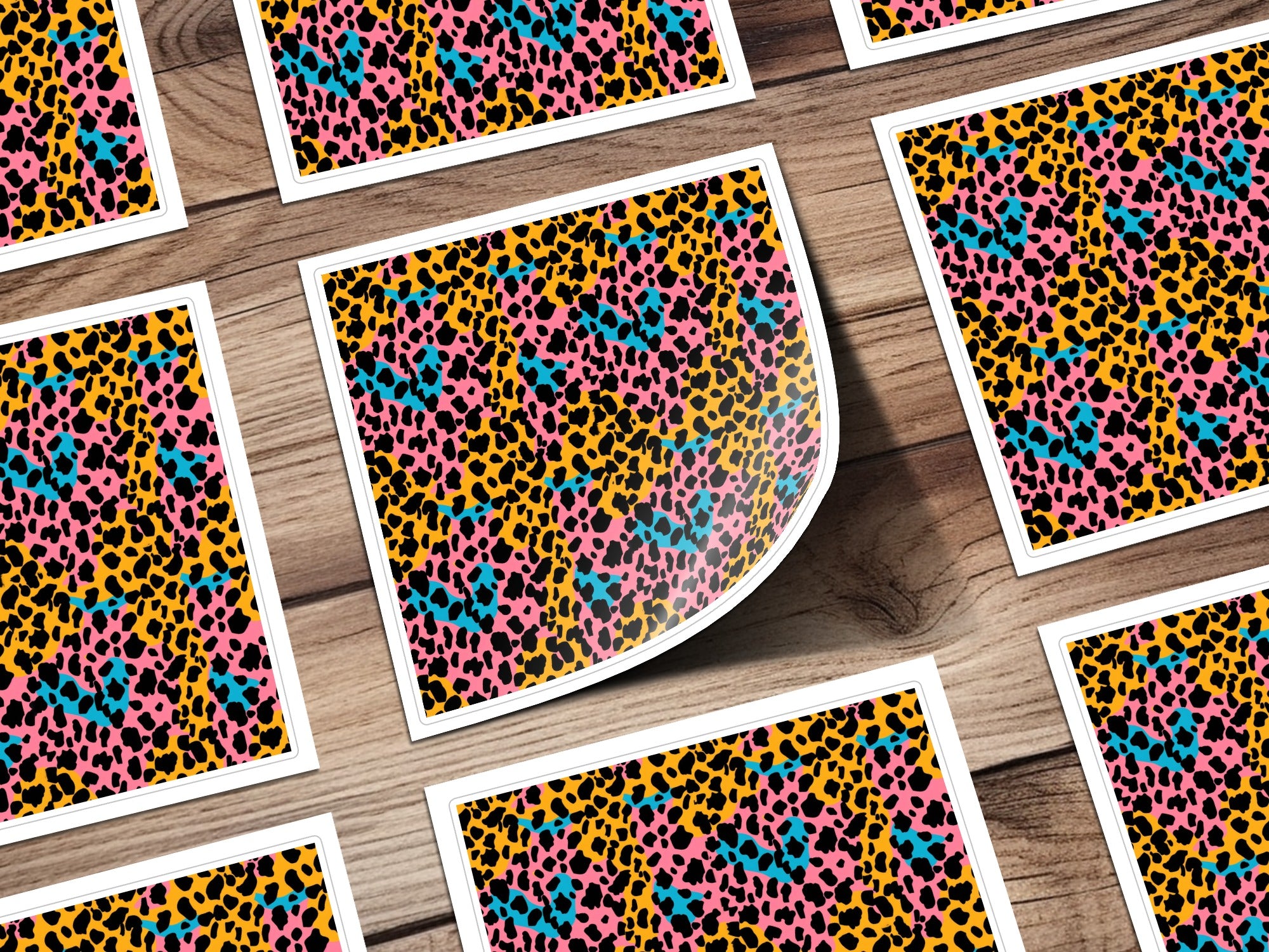 Modern Cheetah Print in Blush Yellow Light Blue Digital