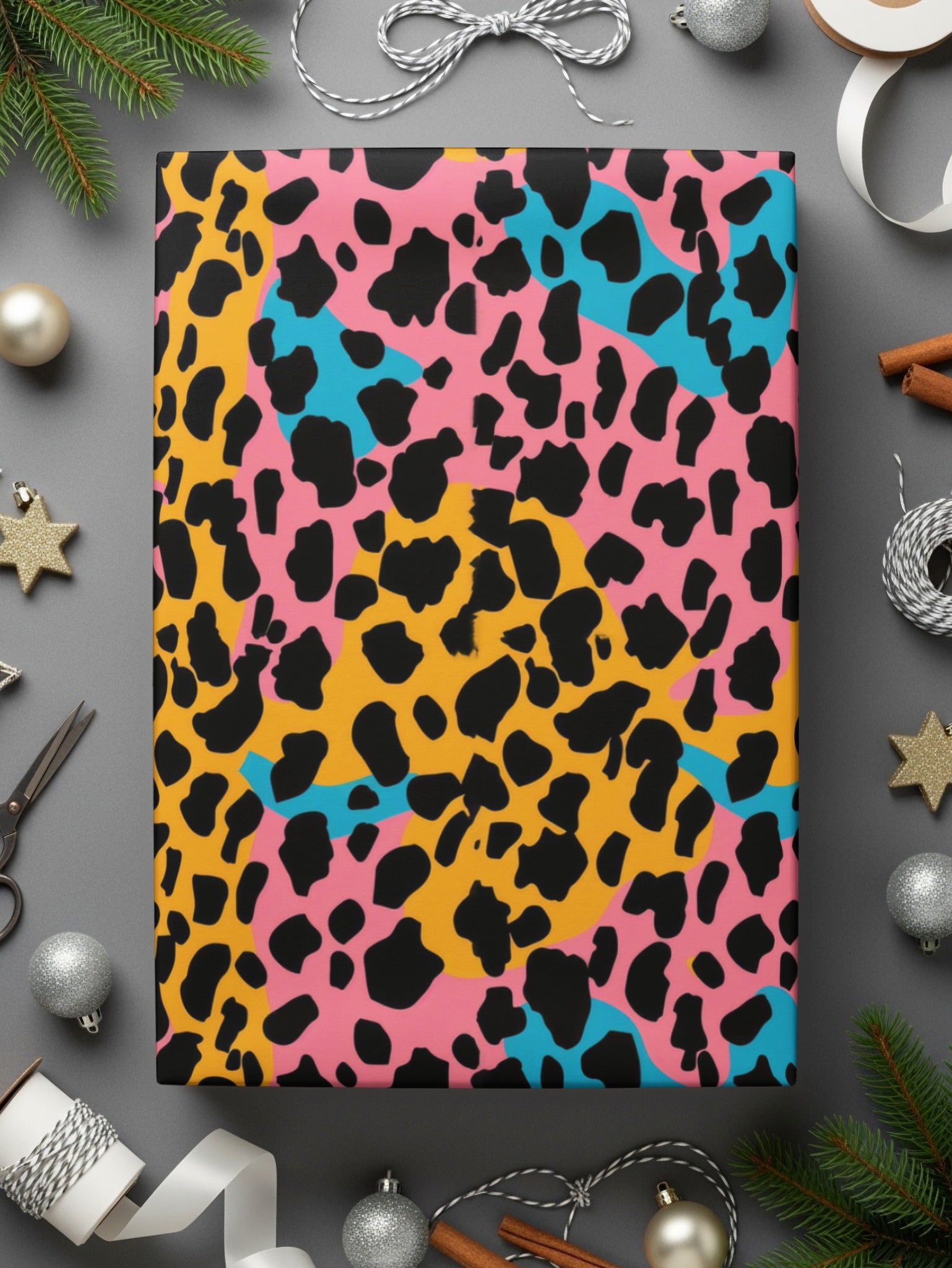 Modern Cheetah Print in Blush Yellow Light Blue Digital
