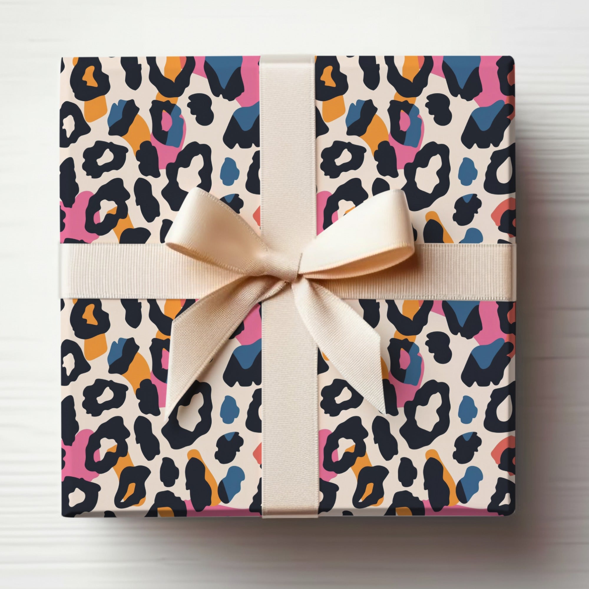 Modern Cheetah Print, Seamless Animal Print, Leopard Spots, Black, Blue, Orange, Pink Wild Animal Print Background Digital