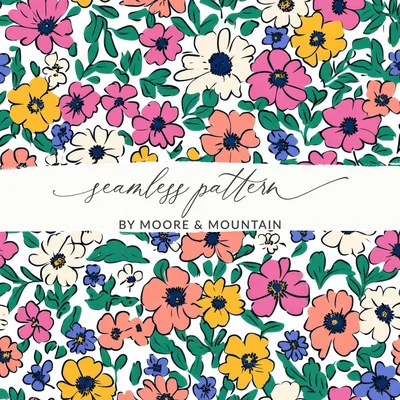 Modern Ditsy Floral Seamless Pastel Multicolored Summery Floral Pattern