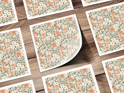 Modern Ditsy Flower Pattern Orange White Green Digital