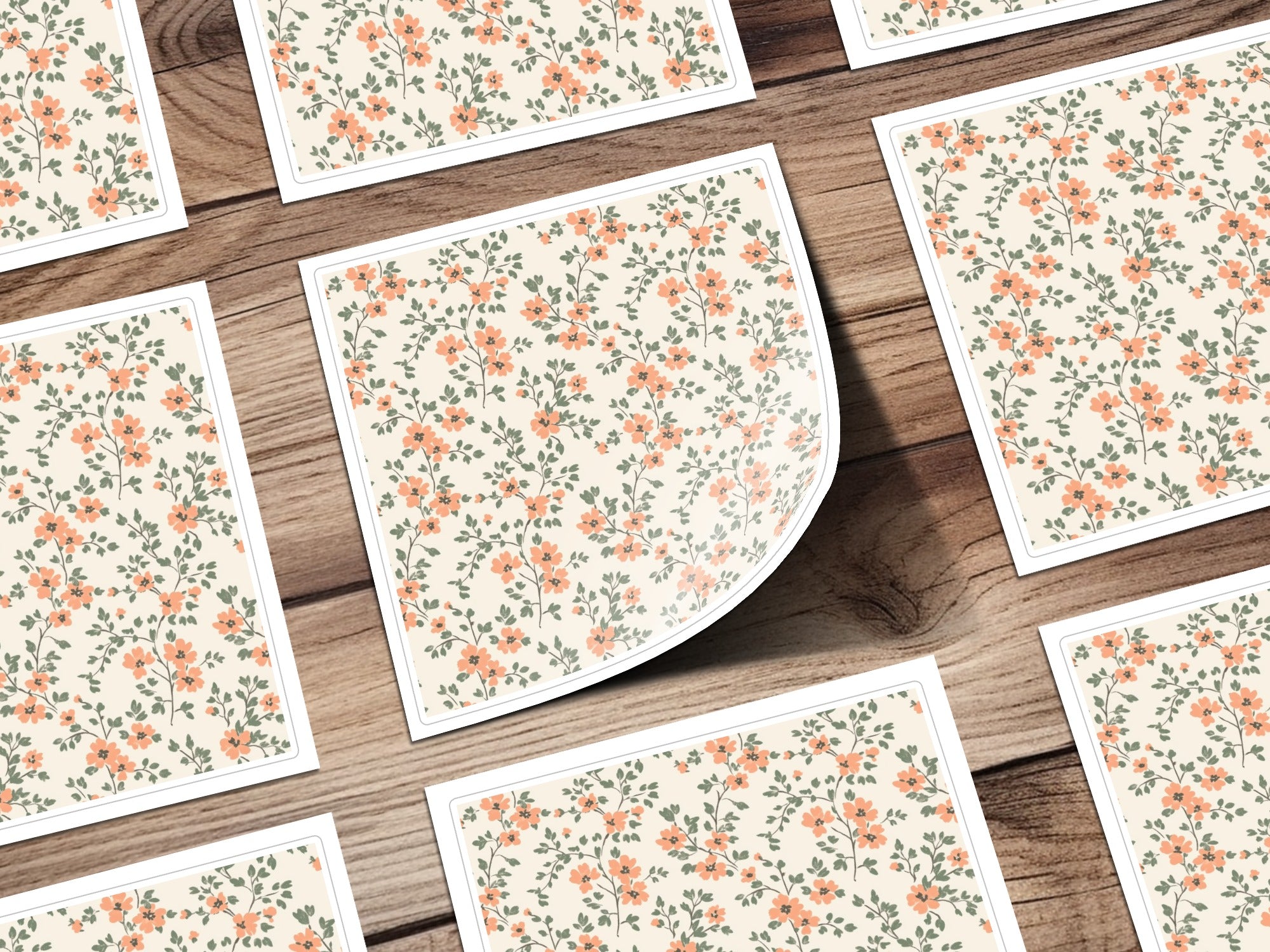 Modern Ditsy Flower Pattern with Elegant Peach Blooms Digital
