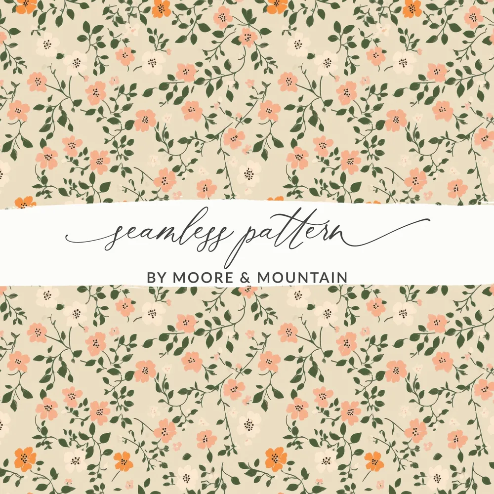 Modern Ditsy Flower Pattern With Leaves For Backgrounds Digital