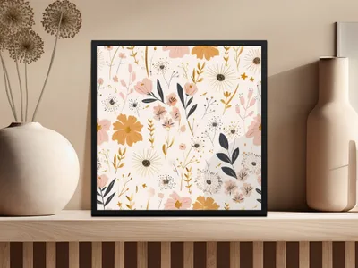 Modern Dusty Pink Modern Line Art Floral Seamless Pattern Digital