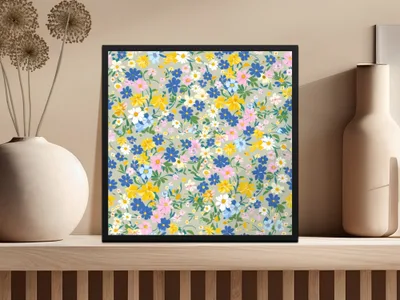 Modern Floral Pattern Seamless Wildflower Field For Commercial Use