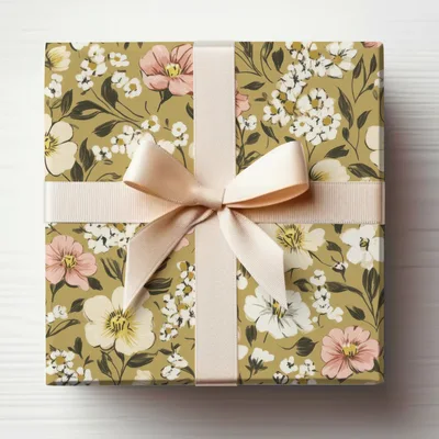 Modern Gold Floral Digital Paper, Spring Bloom Design, Boho Brown Seamless Wildflower Background JPEG