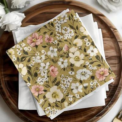 Modern Gold Floral Digital Paper, Spring Bloom Design, Boho Brown Seamless Wildflower Background JPEG