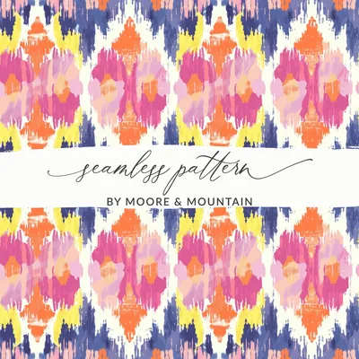 Modern Ikat Seamless Pattern, Colorful Digital Print, Boho Tribal Design, Commercial Use, Vibrant Ethnic Repeat, Digital