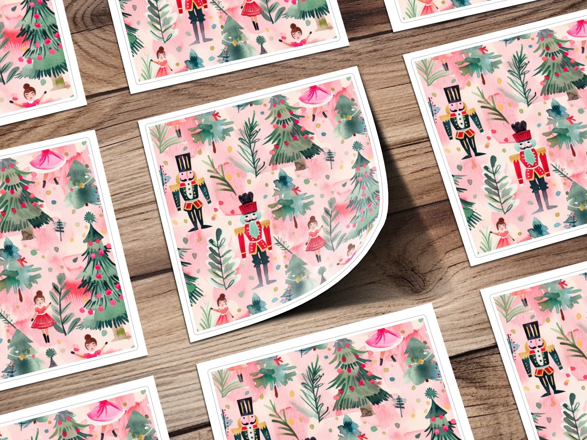Modern Nutcracker Seamless Pattern Whimsical Holiday Forest Scene Seamless Nutcrackers