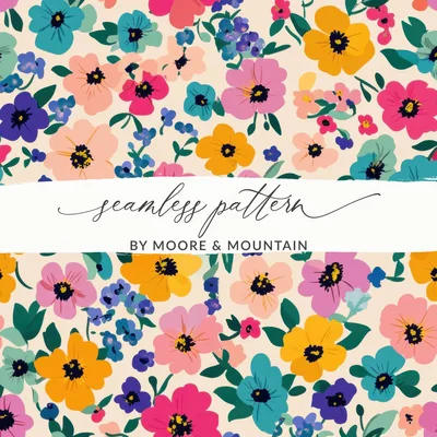 Modern Pastel Multicolored Boho Floral Seamless Digital