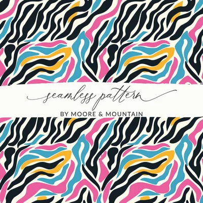 Modern Rainbow Colored Seamless Zebra Stripes Wild Animal Print