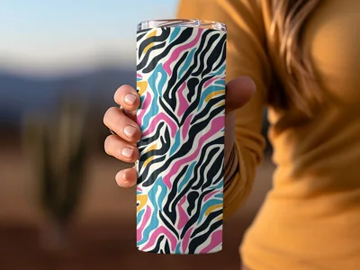 Modern Rainbow Colored Seamless Zebra Stripes Wild Animal Print
