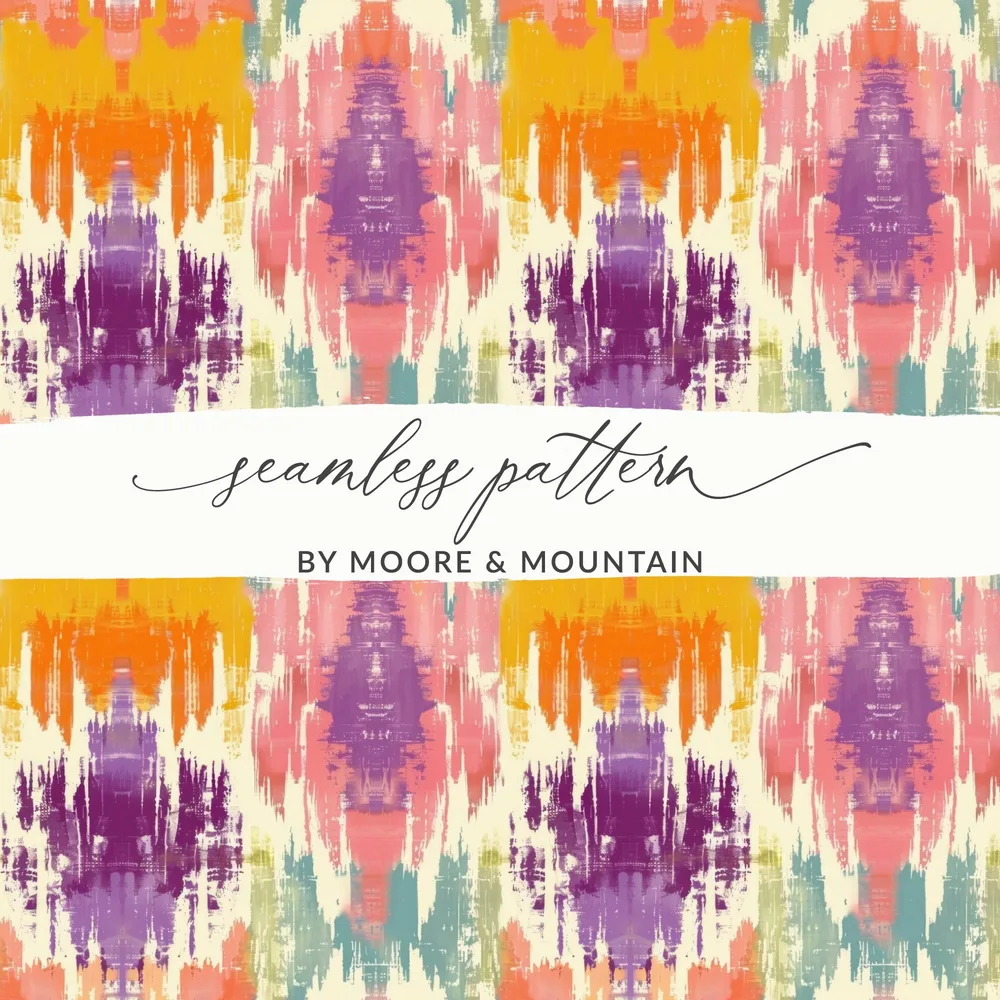 Modern Tribal Digital Paper, Colorful Ikat Print, Bright Boho Seamless, Vibrant Ethnic Pattern, Commercial Use POD Pattern