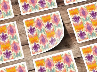 Modern Tribal Digital Paper, Colorful Ikat Print, Bright Boho Seamless, Vibrant Ethnic Pattern, Commercial Use POD Pattern