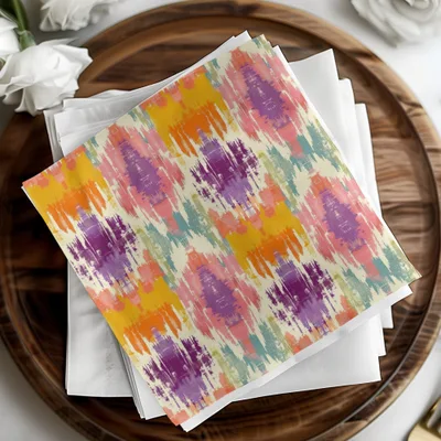 Modern Tribal Digital Paper, Colorful Ikat Print, Bright Boho Seamless, Vibrant Ethnic Pattern, Commercial Use POD Pattern