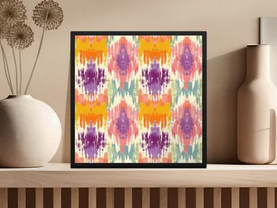 Modern Tribal Digital Paper, Colorful Ikat Print, Bright Boho Seamless, Vibrant Ethnic Pattern, Commercial Use POD Pattern