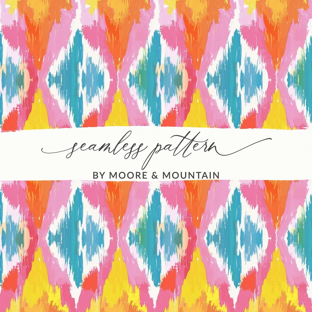 Modern Tribal Pattern Digital Download, Colorful Ikat Print, Bright Boho Seamless, Vibrant Ethnic Pattern, Commercial Use POD