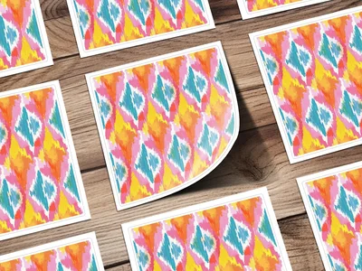 Modern Tribal Pattern Digital Download, Colorful Ikat Print, Bright Boho Seamless, Vibrant Ethnic Pattern, Commercial Use POD