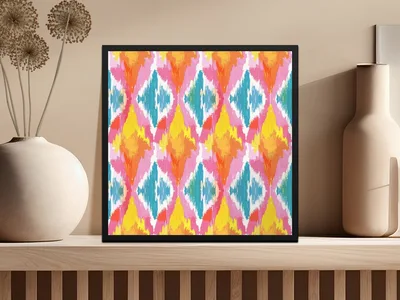 Modern Tribal Pattern Digital Download, Colorful Ikat Print, Bright Boho Seamless, Vibrant Ethnic Pattern, Commercial Use POD