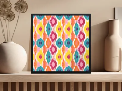 Modern Tribal Pattern Digital Paper, Colorful Ikat Print, Bright Boho Seamless, Vibrant Ethnic Pattern, Commercial Use POD, Digital Download
