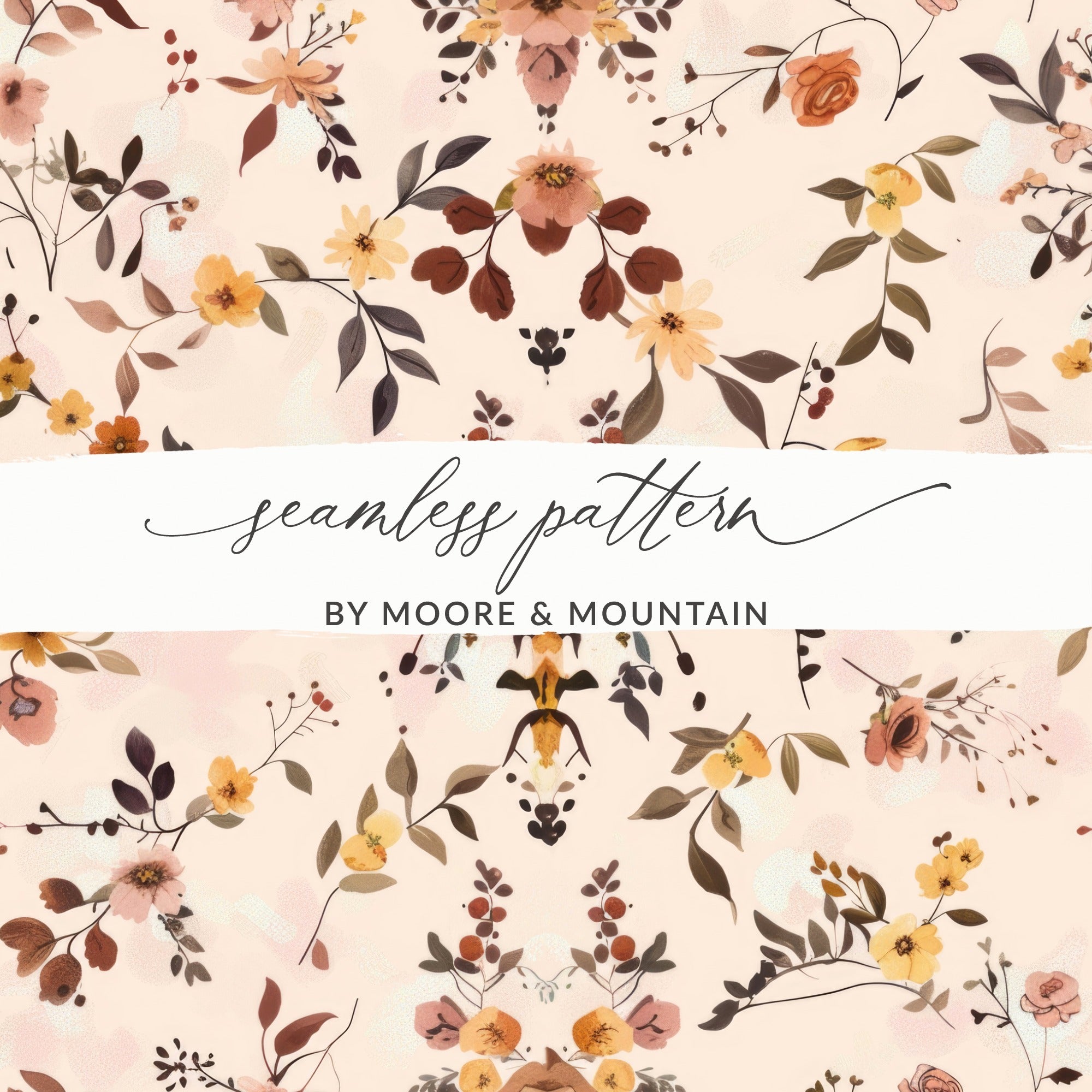Modern Wildflowers Blush and Yellow Boho Wildflower Seamless