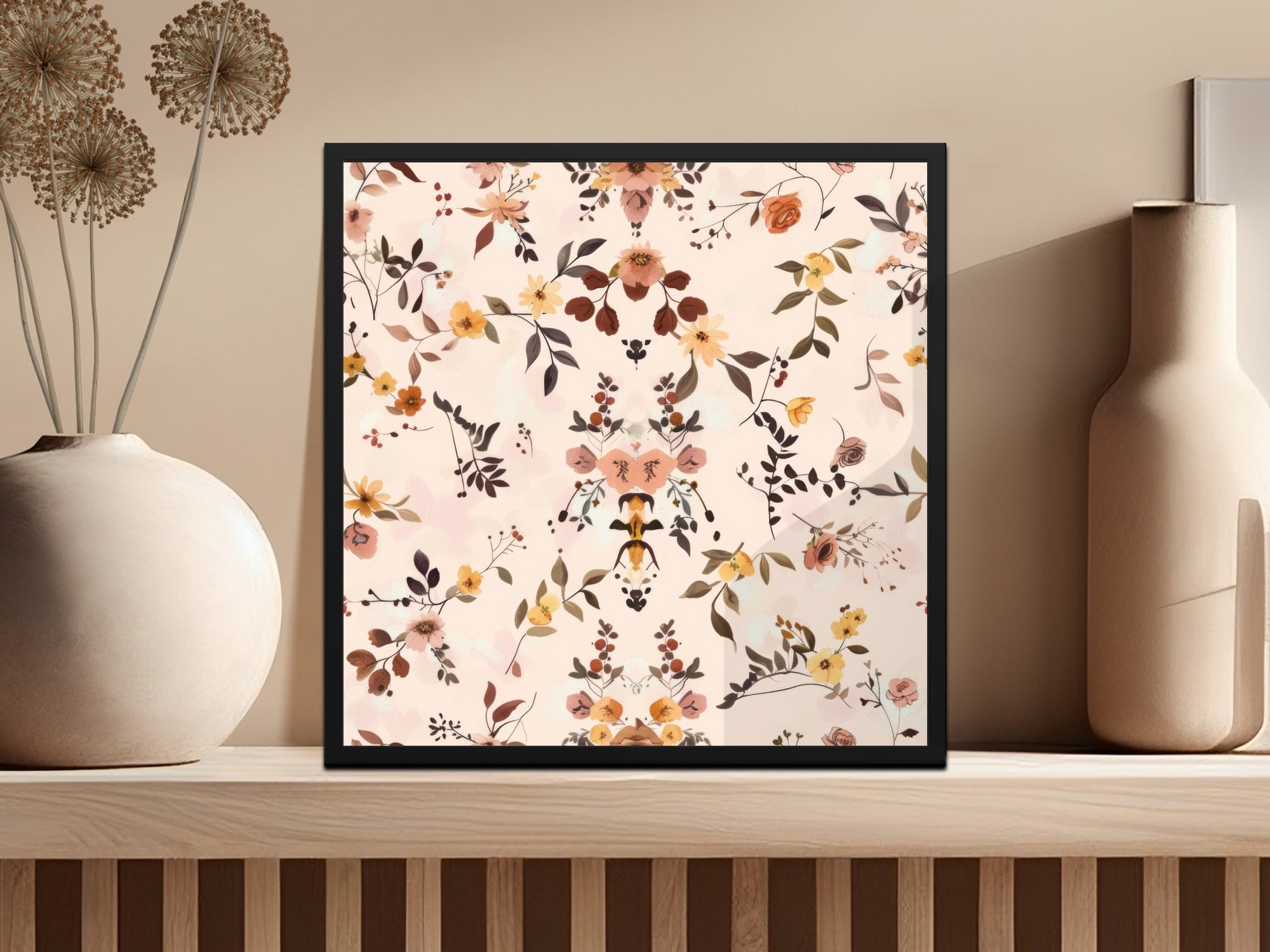 Modern Wildflowers Blush and Yellow Boho Wildflower Seamless