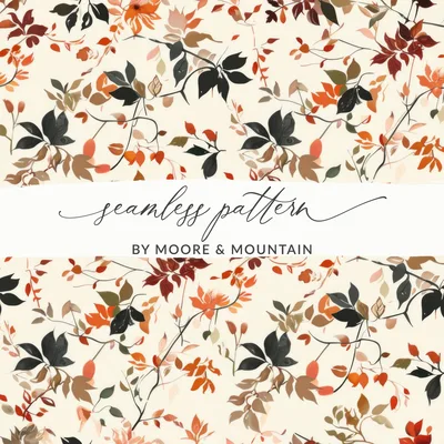 Modern Wildflowers Dark Watercolor Wildflowers Pattern Digital
