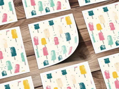 Multicolor Popsicle Summer Pattern With Neutral Background Digital
