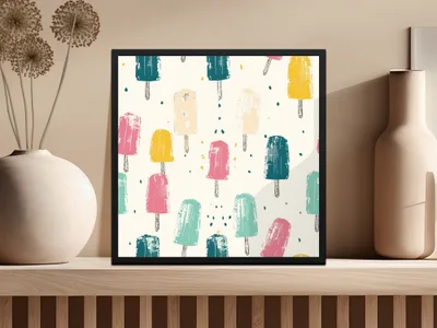 Multicolor Popsicle Summer Pattern With Neutral Background Digital