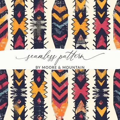 Multicolored Aztec Seamless Pattern Geometric Indian Design