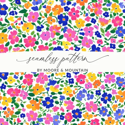 Multicolored Boho Floral Seamless Tiny Seamless Ditsy Flower